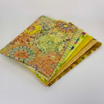 Folded Yellow fat quarter fabric bundle