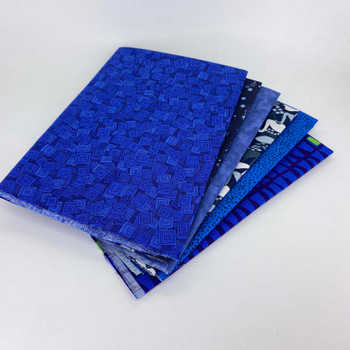 Folded Blue fat quarter fabric bundle