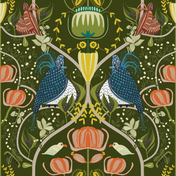 Green Exotic Splendour Royal Serenade quilting fabric by RB Studios detail 2