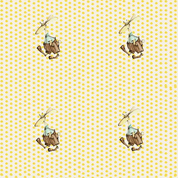 Cream Sweet Baby Polkadot Walk quilting fabric by RB Studios