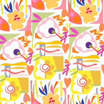 White Flora Cutouts Flora quilting fabric by RB Studios