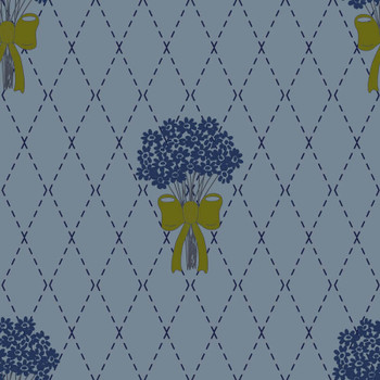 Blue Robert Drive Bouquet quilting fabric by RB Studios