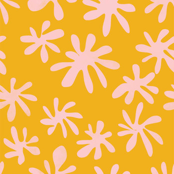 Mustard Self Love Flower quilting fabric by RB Studios
