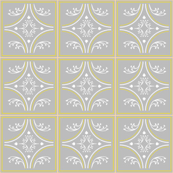 Gray Sweet Tea & Honey Bees Trellis Tile quilting fabric by RB Studios