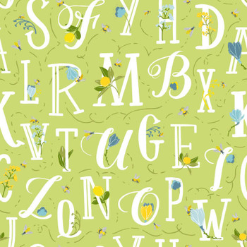 Green Sweet Tea & Honey Bees Love Letters quilting fabric by RB Studios