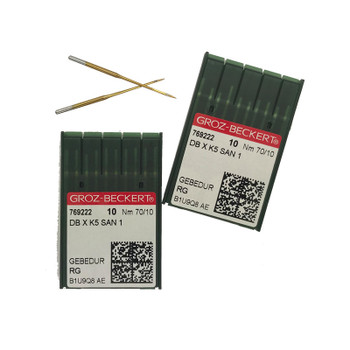 Groz Beckert Embroidery Needles 70/10 DBxK5 Titanium Ball Point (RG) 10Pk sewing needle package