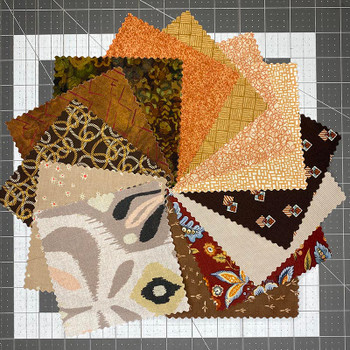 Brown Color Story 5-inch fabric squares in assorted brown and tan prints