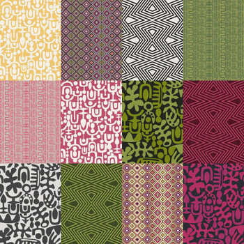 RB Studios City Tribe 5-inch diamond precuts in assorted pink, green, black, and white prints