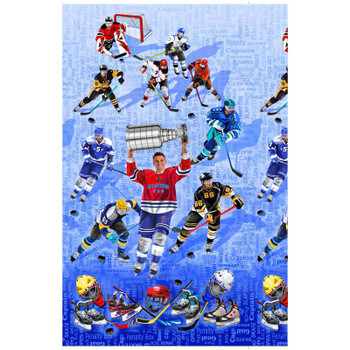 Lt Blue Hat Trick Hat Trick Panel quilting fabric by Benartex
