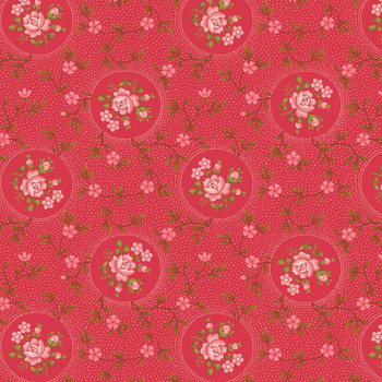 Red Homestead Colonial Rosette quilting fabric by Benartex