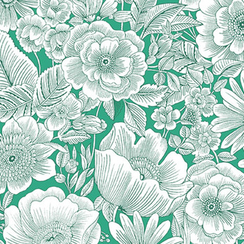 Benartex - Liberty Garden - Large Floral - Teal