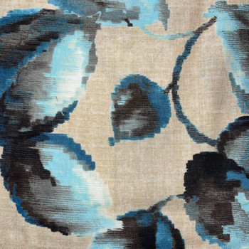 Black/Blue Hand Made Floral Design quilting fabric by Benartex