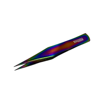 Rainbow titanium oxide fabric tweezer with pointed tips