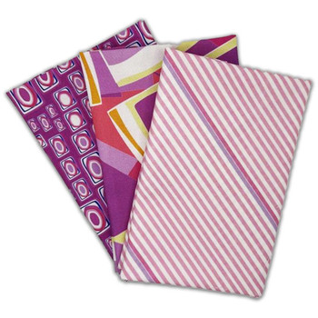 Beach tote kit fabrics in pink, purple, and white coordinating prints