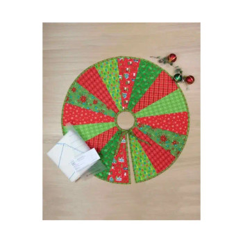Quilt As You Go tree skirt in red and green wedge sections