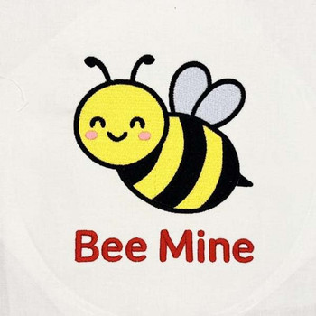 Cute yellow and black bee embroidery with Bee Mine text
