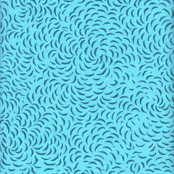 Punctuated Bracketed Aquamarine fabric with dark teal curved marks