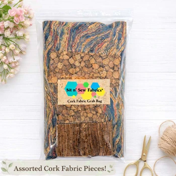 Sealed cork fabric grab bag assortment with mixed cork pieces