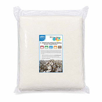 King-size cotton poly batting packaged in clear plastic