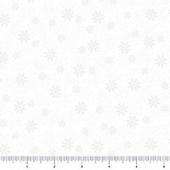 QT Fabrics Quilting Illusions stencil floral print in white