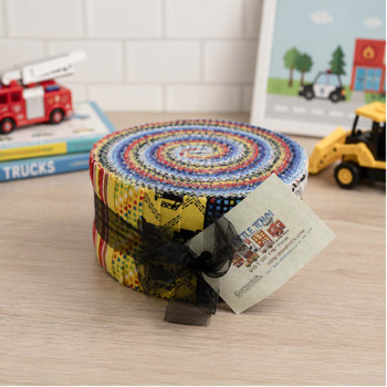 Benartex My Little Town 2.5-inch fabric strip roll in bright town-themed prints