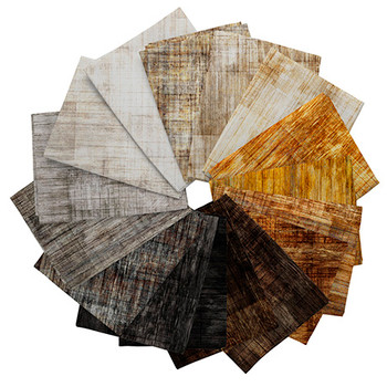 QT Fabrics Into the Woods brown-shades fat quarter bundle arranged in a circular fan