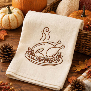 Cooked Turkey Outline Embroidery Design – 2 Sizes Included (DST Download)