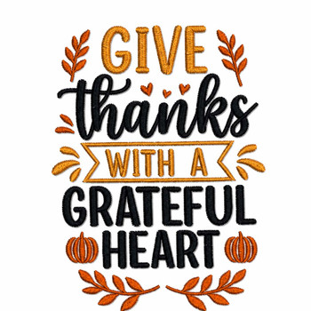 Give Thanks Embroidery Design – 2 Sizes Included (DST Download)