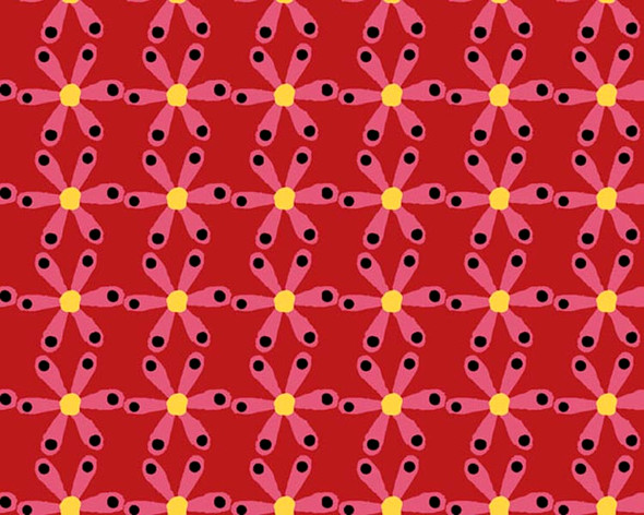 River's Bend - Girl Power - Blossoms - Red | Sit n' Sew Fabrics By the Yard