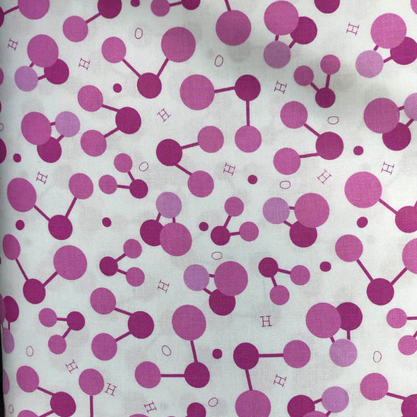 RJR - Geekery - Molecules - White/Pink | Sit n' Sew Fabrics By the Yard