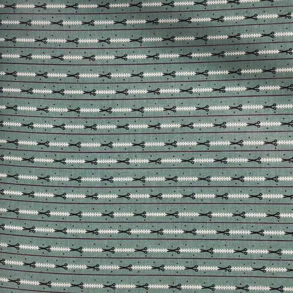 Henry Glass - Primitive Stitches - Stitched Stripes - Teal