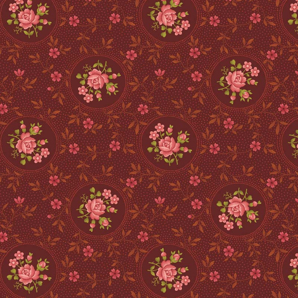 Benartex - Homestead Colonial - Rosette - Burgundy