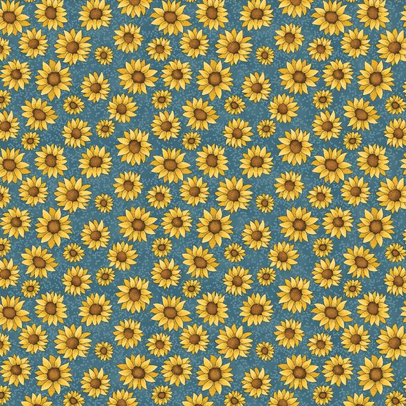 Benartex - Sunshine Garden - Tossed Sunflowers - Lt Blue