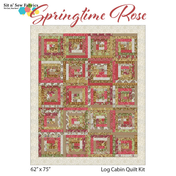 Springtime Rose Log Cabin Quilt Kit