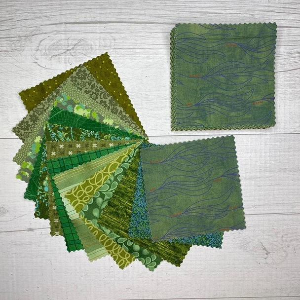 Stack of Color Story five-inch precut fabric squares detail 1