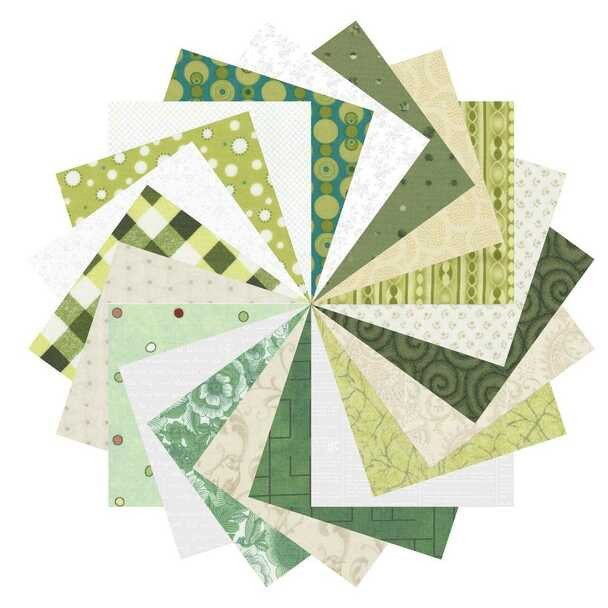 2.5'' Stash Builder - Green/White/Cream - 840pcs | Sit n' Sew Fabrics