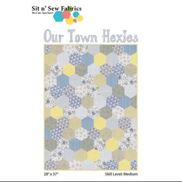 Our Town Hexies quilt kit with coordinating fabric