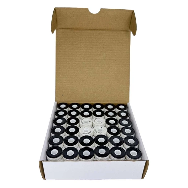 Sew Smooth - Style L, Polyester Bobbins w/ Magnetic Sides product shown for scale and