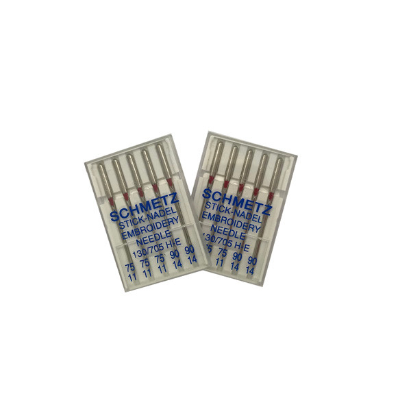 Schmetz Embroidery Needles Assorted Sizes Flat Large Eye 5Pk sewing needle package