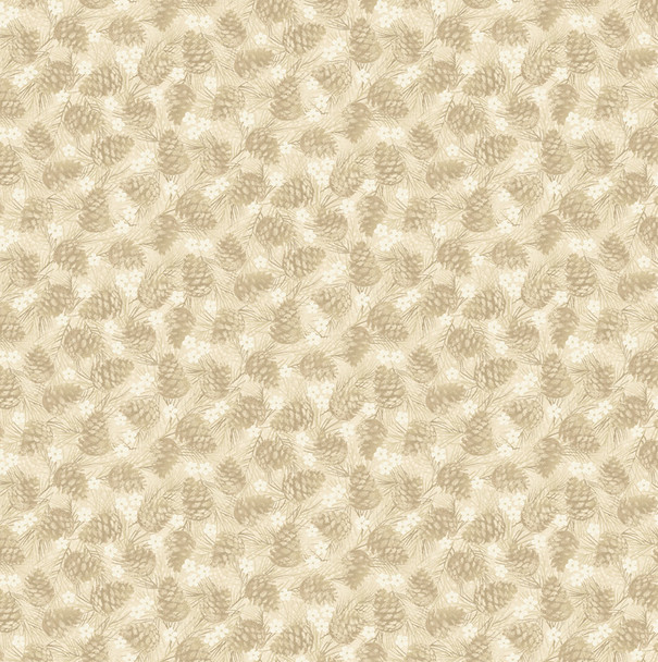 4654/70 Winter Wonderland Tonal Pinecones quilting fabric by Benartex