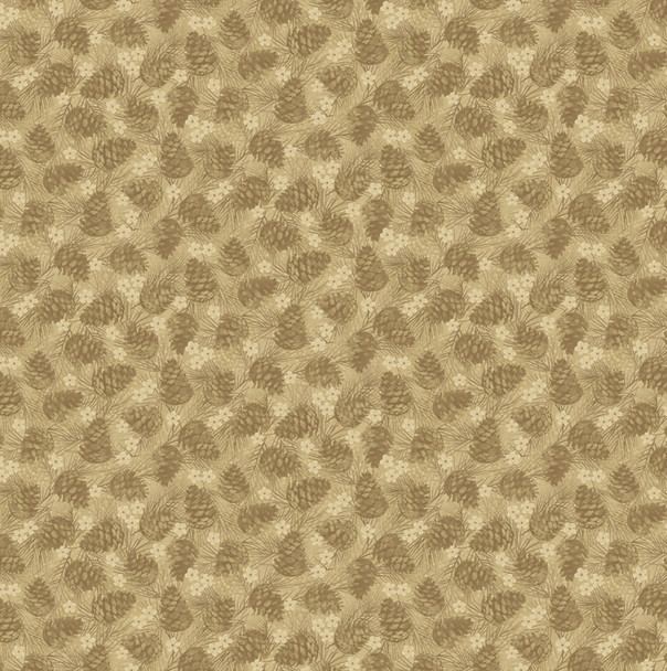 4654/72 Winter Wonderland Tonal Pinecones quilting fabric by Benartex