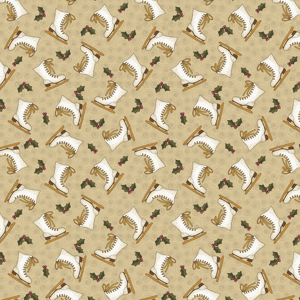 4652/70 Winter Wonderland Tossed Ice Skates quilting fabric by Benartex