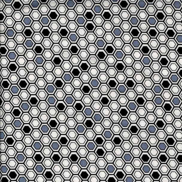 Gray/Black Bumble Bumble Honeycomb quilting fabric by Benartex