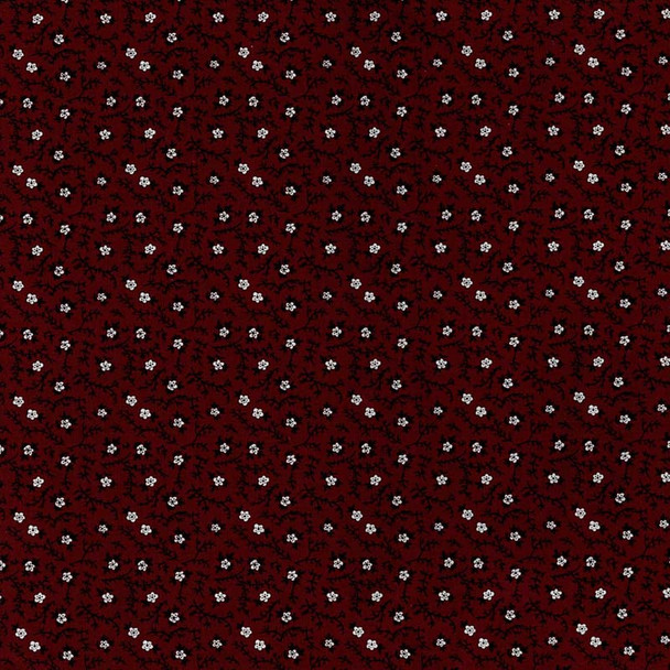 Dark Red Cumberland County Vines and Flowers quilting fabric by Leutenegger