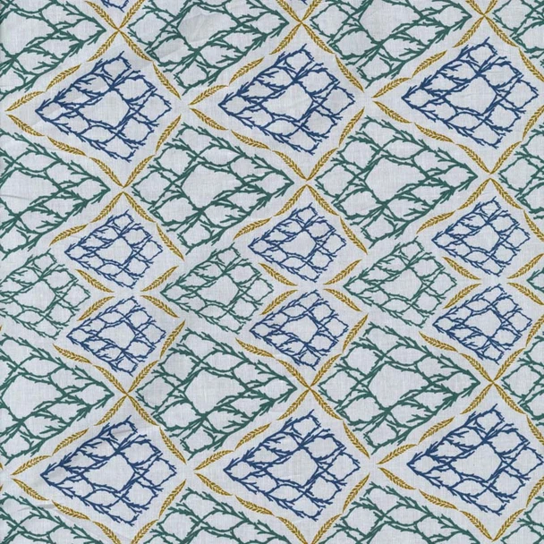 White/Blue Day Dreaming Geometric Bushes quilting fabric by Leutenegger