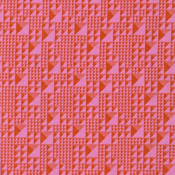 Coral/Pink Romantic Rebel Geometric quilting fabric by Leutenegger