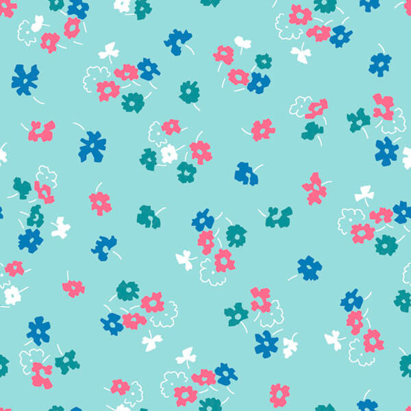 Aqua Viola Aprons Little Floral quilting fabric by River's Bend