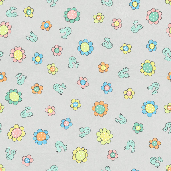 Grey Llama Llama Birds and Flowers quilting fabric by River's Bend