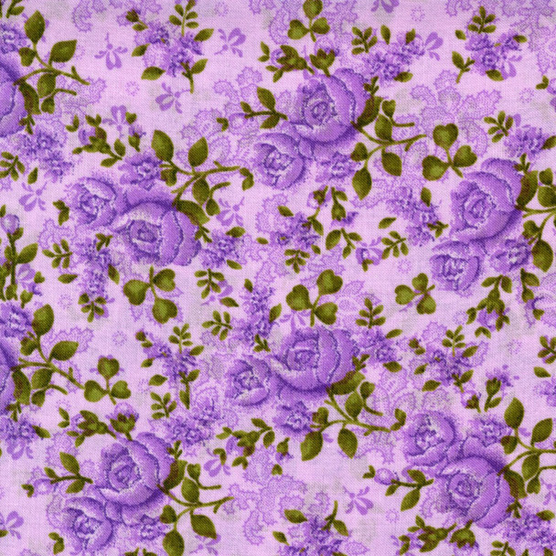 Benartex - Homestead Wide - Climbing Roses - Purple