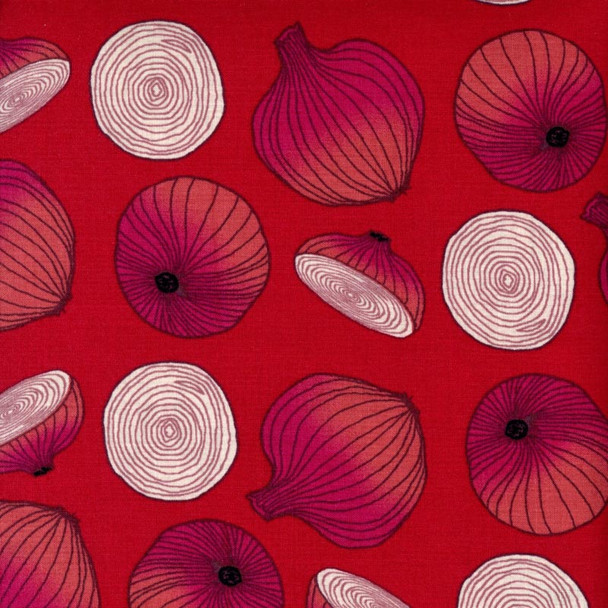 Red Lush Harvest Onions quilting fabric by Riverwoods